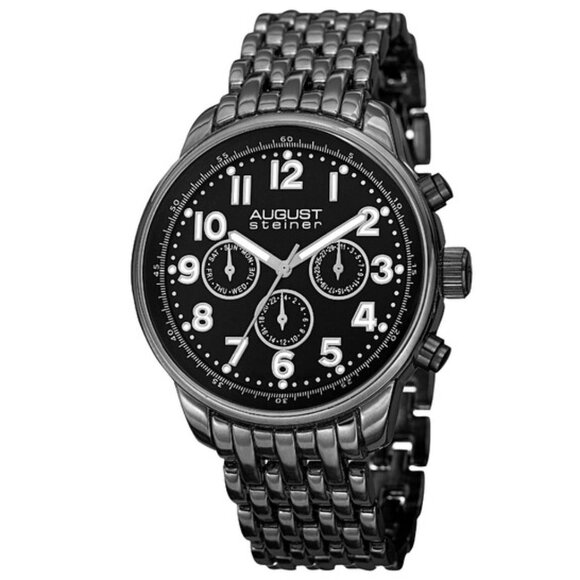 August Steiner Swiss Quartz Dual Time Zone Multifunction Bracelet Watch - Picture 5 of 6